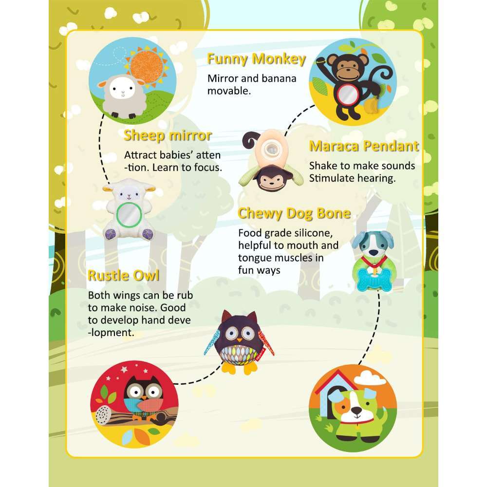 Baby Play Mat Zoo Themed Sensory Baby Toys For 0-6 Months Infant