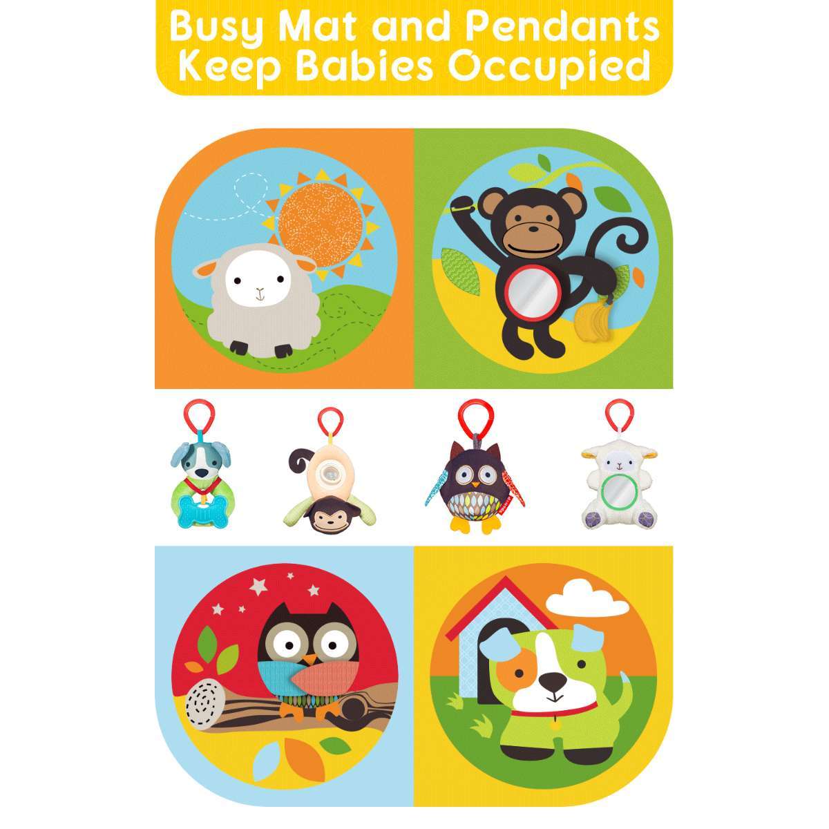 Baby Play Mat Zoo Themed Sensory Baby Toys For 0-6 Months Infant